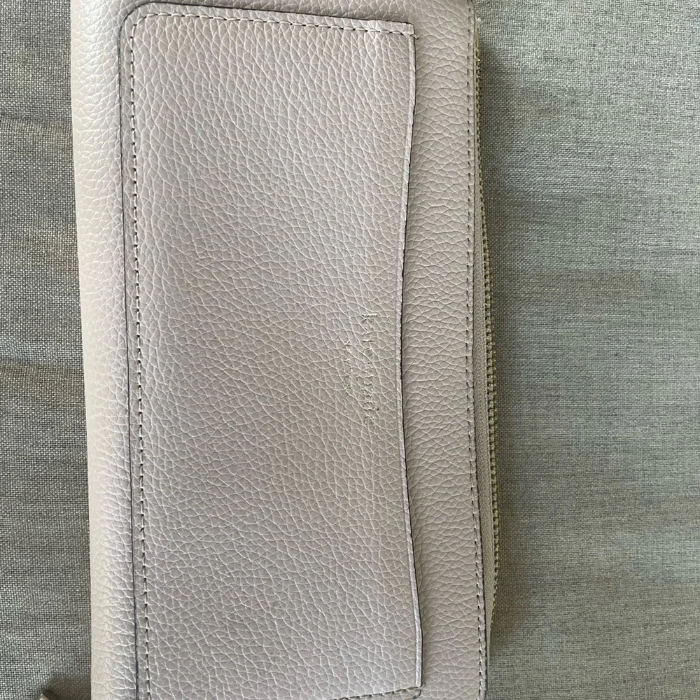 Kate Spade Pebbled Leather Zip Top Wallet - Beige/Light Pink